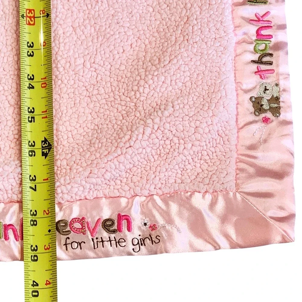 Carters Child of Mine Thank Heaven‎ for Baby Girls Sherpa Pink Satin Blanket